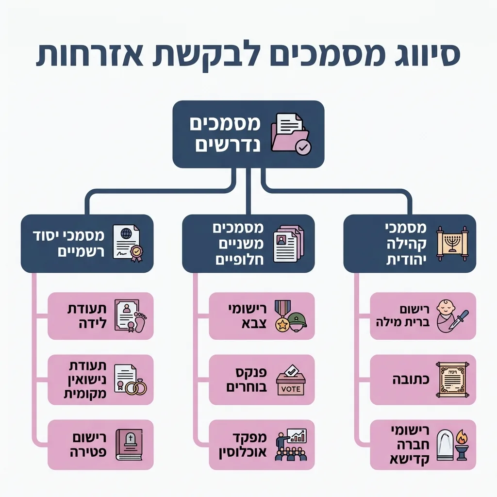 אינפוגרפיקה — סיווג מסמכים לבקשת אזרחות: מסמכים נדרשים